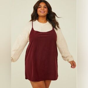 Arula Corduroy Burgundy Mini Dress 2x (B)